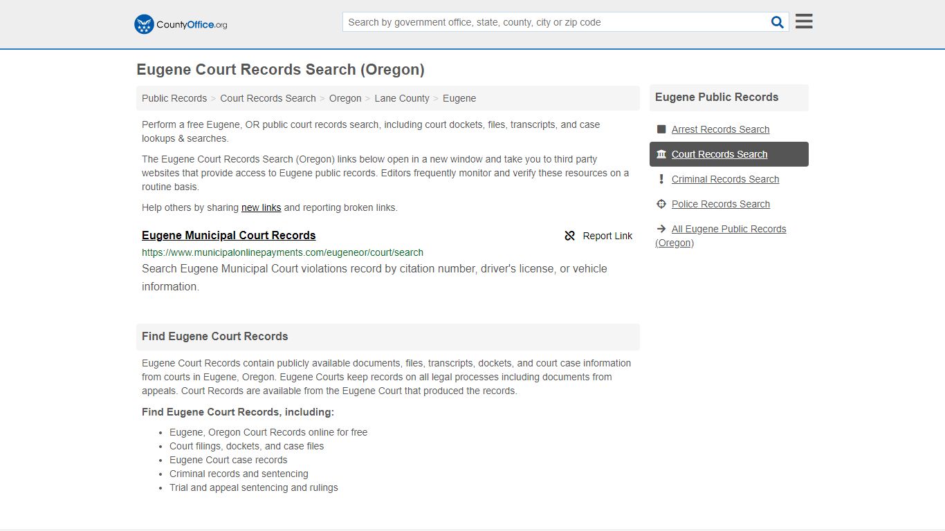 Court Records Search - Eugene, OR (Adoptions, Criminal, Child Support ...